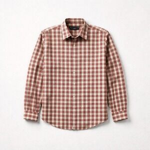 J.CREW Slim Fit Men's Medium Flannel Shirt Red‎ Black White Tartan Plaid L/S EUC